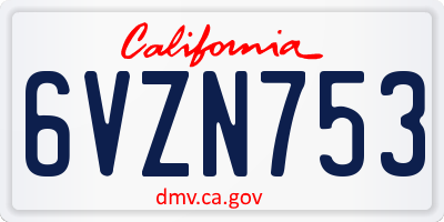 CA license plate 6VZN753