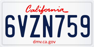 CA license plate 6VZN759