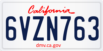 CA license plate 6VZN763