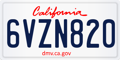 CA license plate 6VZN820