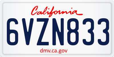 CA license plate 6VZN833