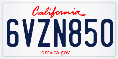 CA license plate 6VZN850