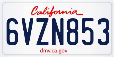 CA license plate 6VZN853