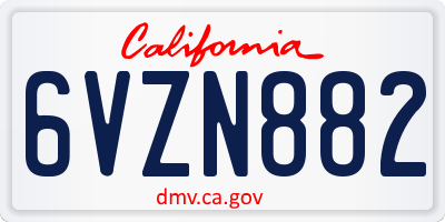 CA license plate 6VZN882