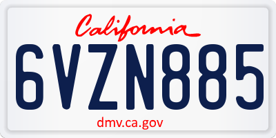 CA license plate 6VZN885