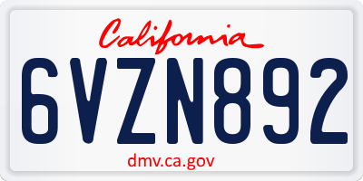 CA license plate 6VZN892