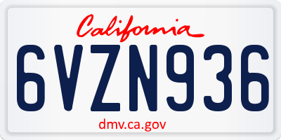 CA license plate 6VZN936
