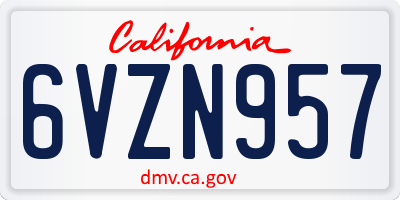 CA license plate 6VZN957