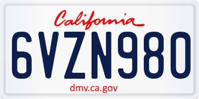 CA license plate 6VZN980