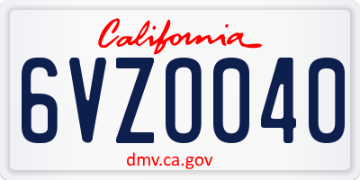 CA license plate 6VZO040