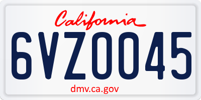 CA license plate 6VZO045