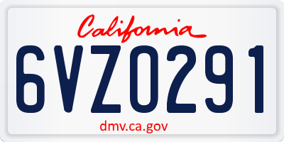 CA license plate 6VZO291