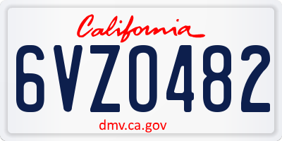 CA license plate 6VZO482