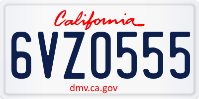 CA license plate 6VZO555