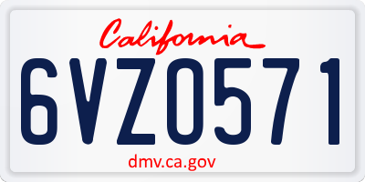 CA license plate 6VZO571