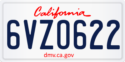CA license plate 6VZO622