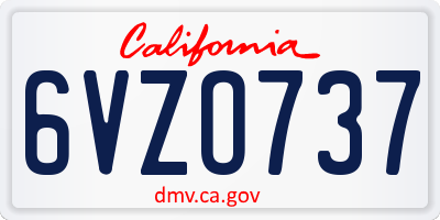 CA license plate 6VZO737