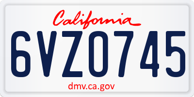 CA license plate 6VZO745