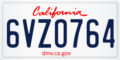 CA license plate 6VZO764