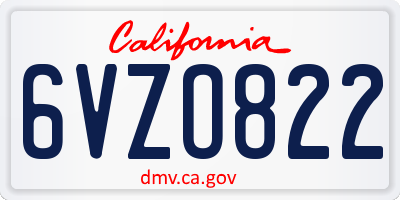 CA license plate 6VZO822