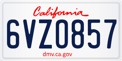 CA license plate 6VZO857