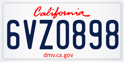 CA license plate 6VZO898