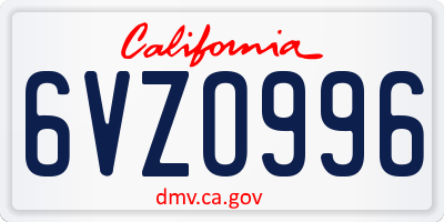 CA license plate 6VZO996