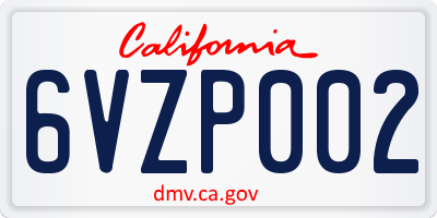 CA license plate 6VZP002