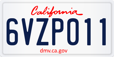 CA license plate 6VZP011