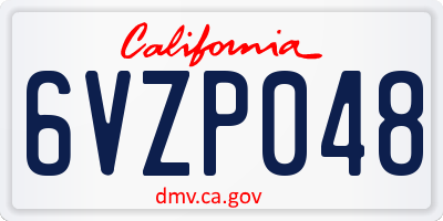 CA license plate 6VZP048