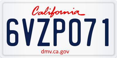 CA license plate 6VZP071