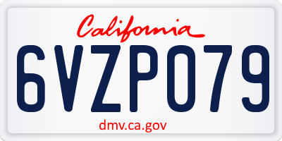 CA license plate 6VZP079