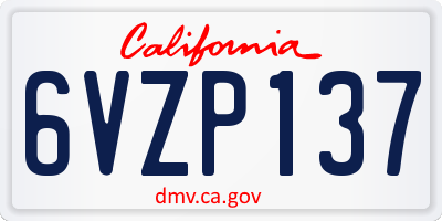 CA license plate 6VZP137
