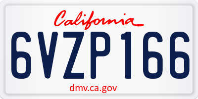 CA license plate 6VZP166