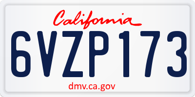 CA license plate 6VZP173