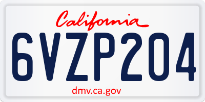 CA license plate 6VZP204