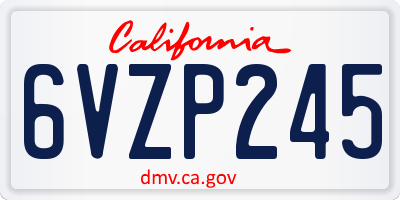 CA license plate 6VZP245