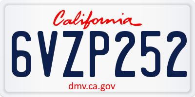 CA license plate 6VZP252
