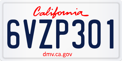 CA license plate 6VZP301