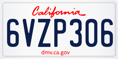 CA license plate 6VZP306
