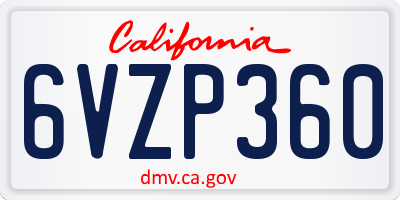 CA license plate 6VZP360