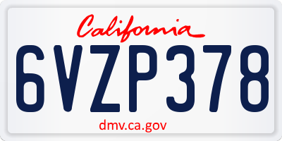 CA license plate 6VZP378
