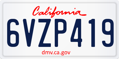 CA license plate 6VZP419