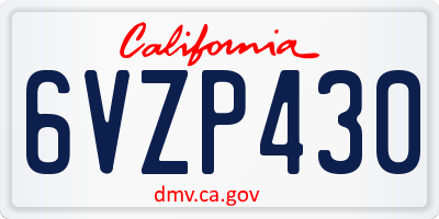 CA license plate 6VZP430