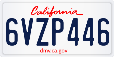 CA license plate 6VZP446