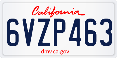 CA license plate 6VZP463