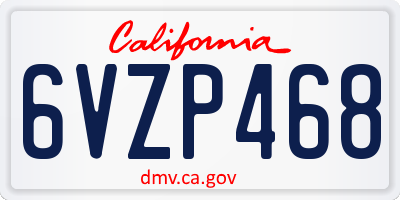 CA license plate 6VZP468