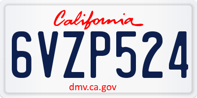 CA license plate 6VZP524