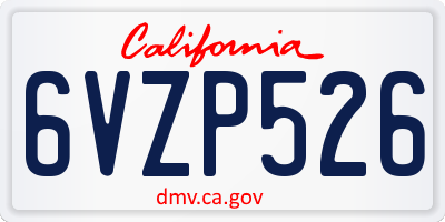 CA license plate 6VZP526