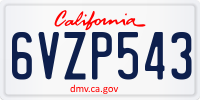 CA license plate 6VZP543